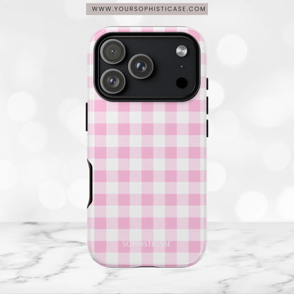 Gingham in Pink - Tough Phone Case