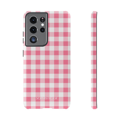 Gingham in Salmon - Tough Phone Case for Samsung Galaxy