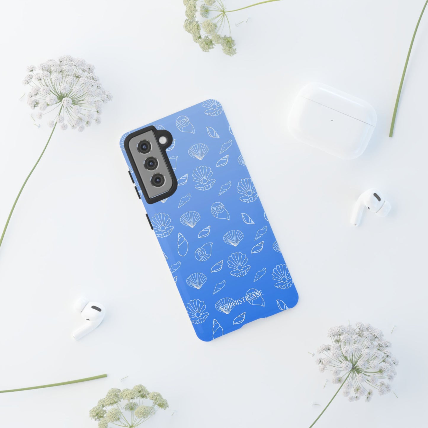 Seashell Society in Ocean Blue - iPhone Case, Samsung Galaxy Case, Google Pixel Case