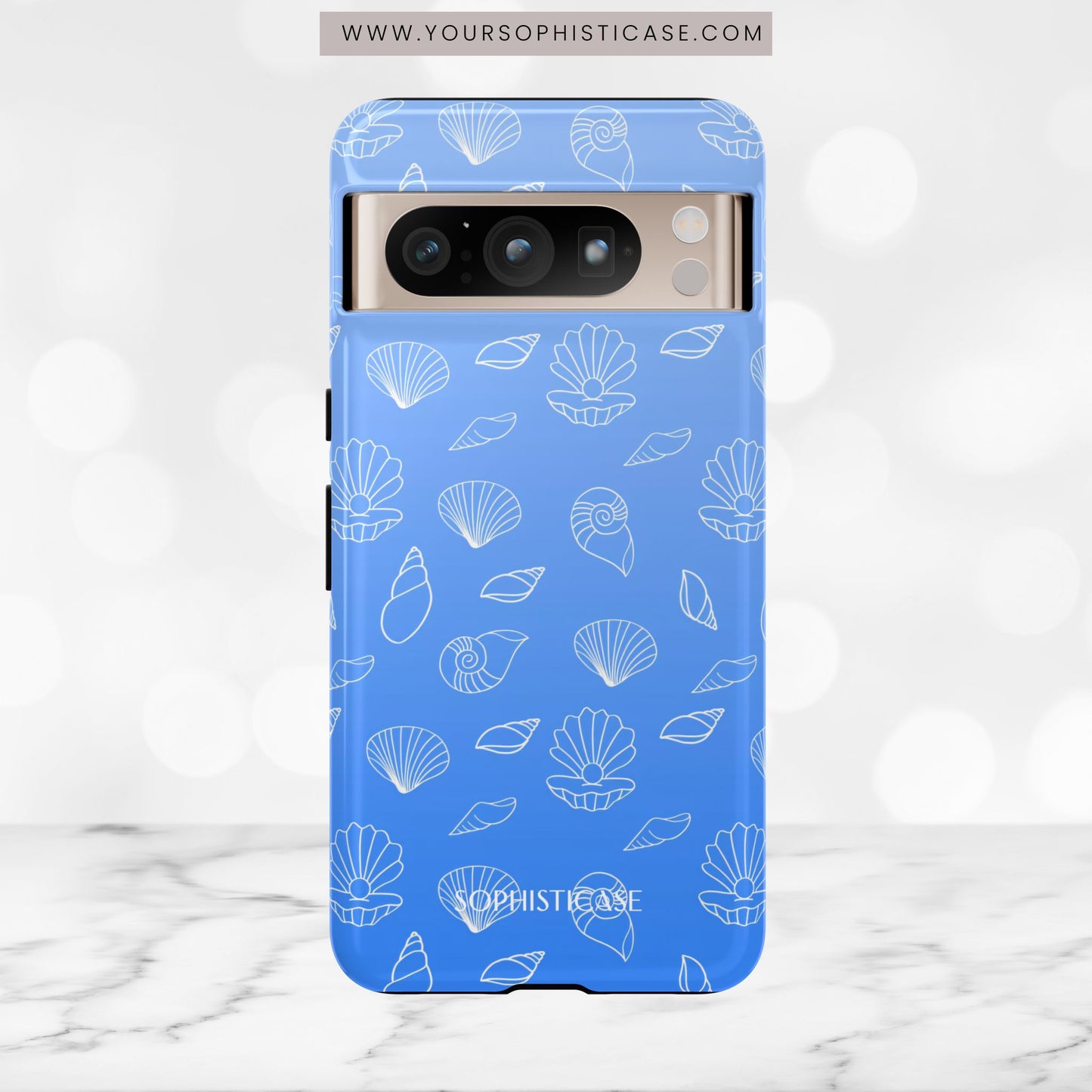 Seashell Society in Ocean Blue - iPhone Case, Samsung Galaxy Case, Google Pixel Case