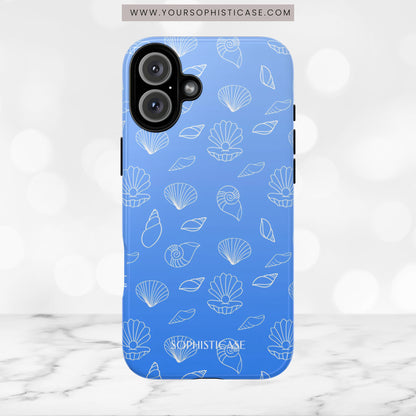 Seashell Society in Ocean Blue - iPhone Case, Samsung Galaxy Case, Google Pixel Case