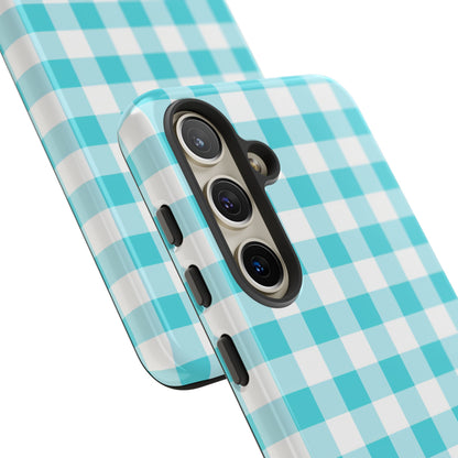 Gingham in Aqua - Tough Phone Case