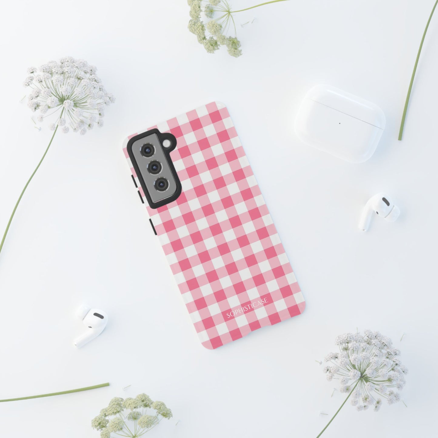 Gingham in Salmon - Tough Phone Case