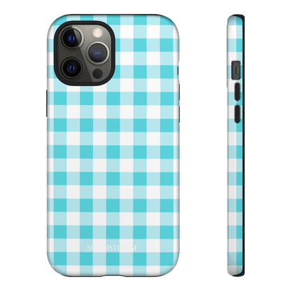 Gingham in Aqua - Tough Phone Case