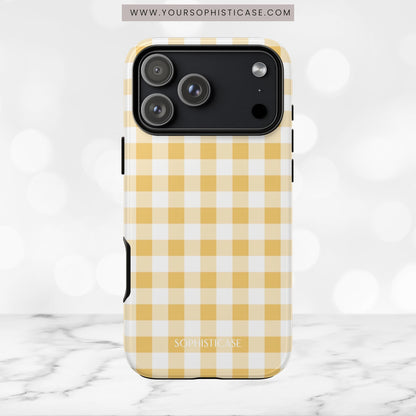 Gingham in Yellow - iPhone Case, Samsung Galaxy Case, Google Pixel Case