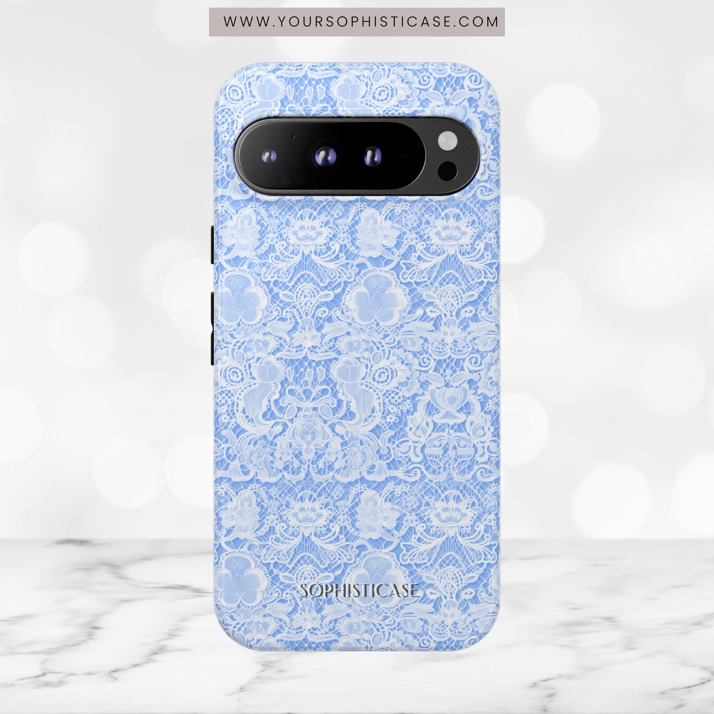 Luxe Lace in Blue - Tough Phone Case