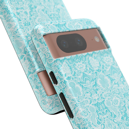 Luxe Lace in Aqua - Tough Phone Case