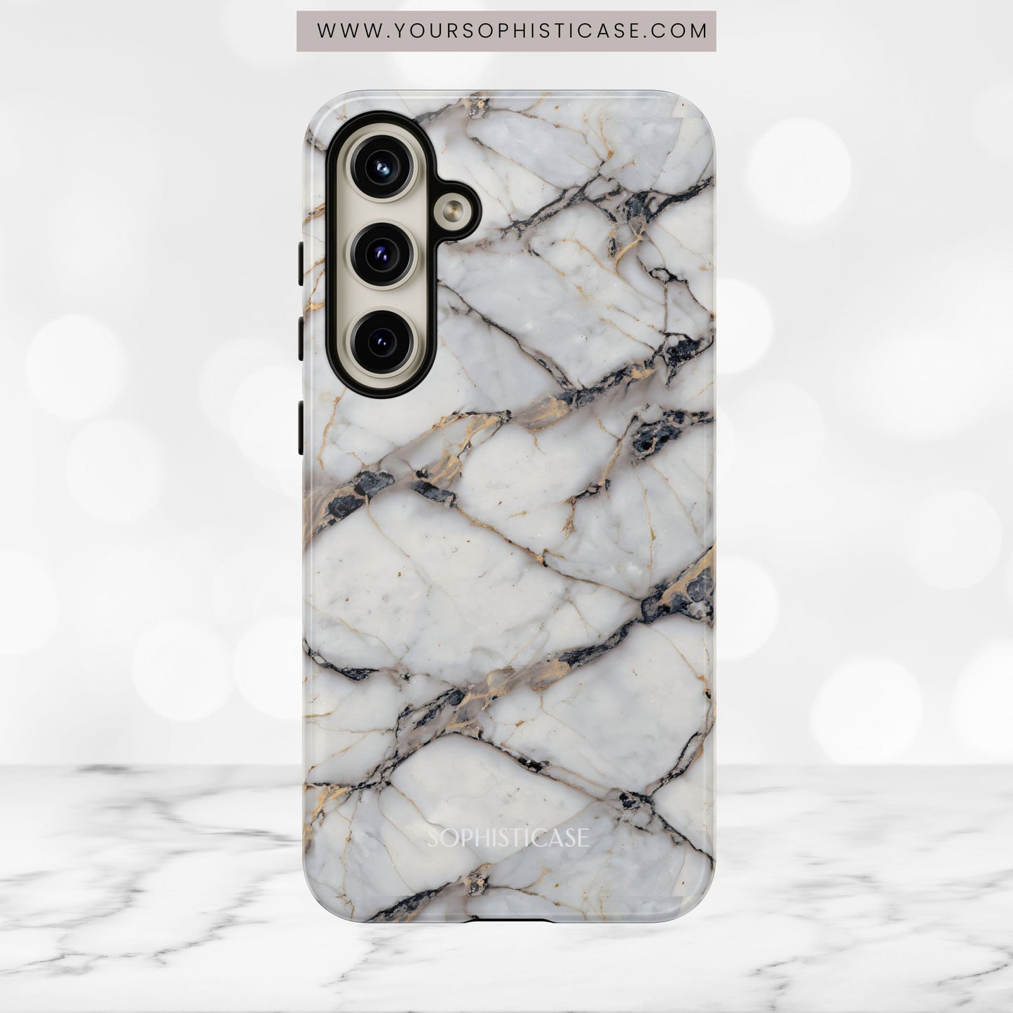 Marble Opulence in Cracked Beige - iPhone Case, Samsung Galaxy Case, Google Pixel Case