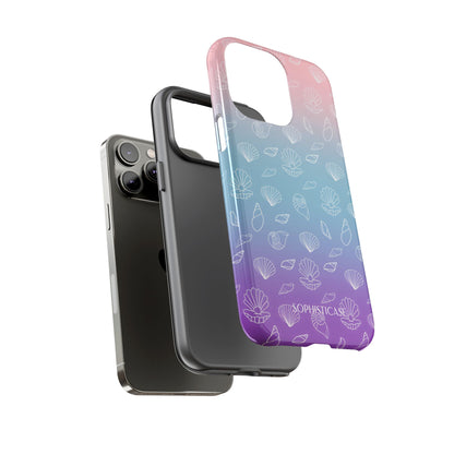 Seashell Society in Pink Blue & Purple Sunset - iPhone Case, Samsung Galaxy Case, Google Pixel Case
