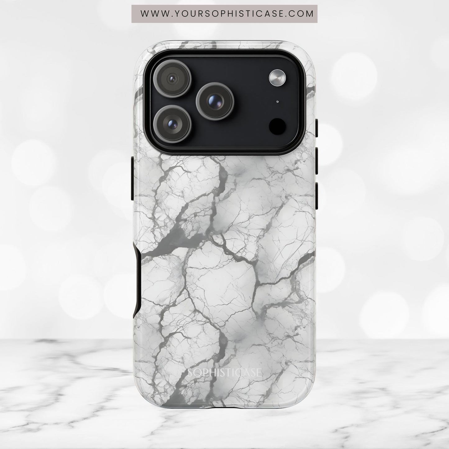 Marble Opulence in Charcoal Grey - Tough Phone Case