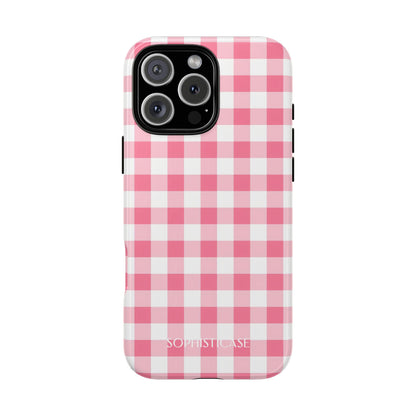 Gingham in Salmon - Tough Phone Case for iPhone