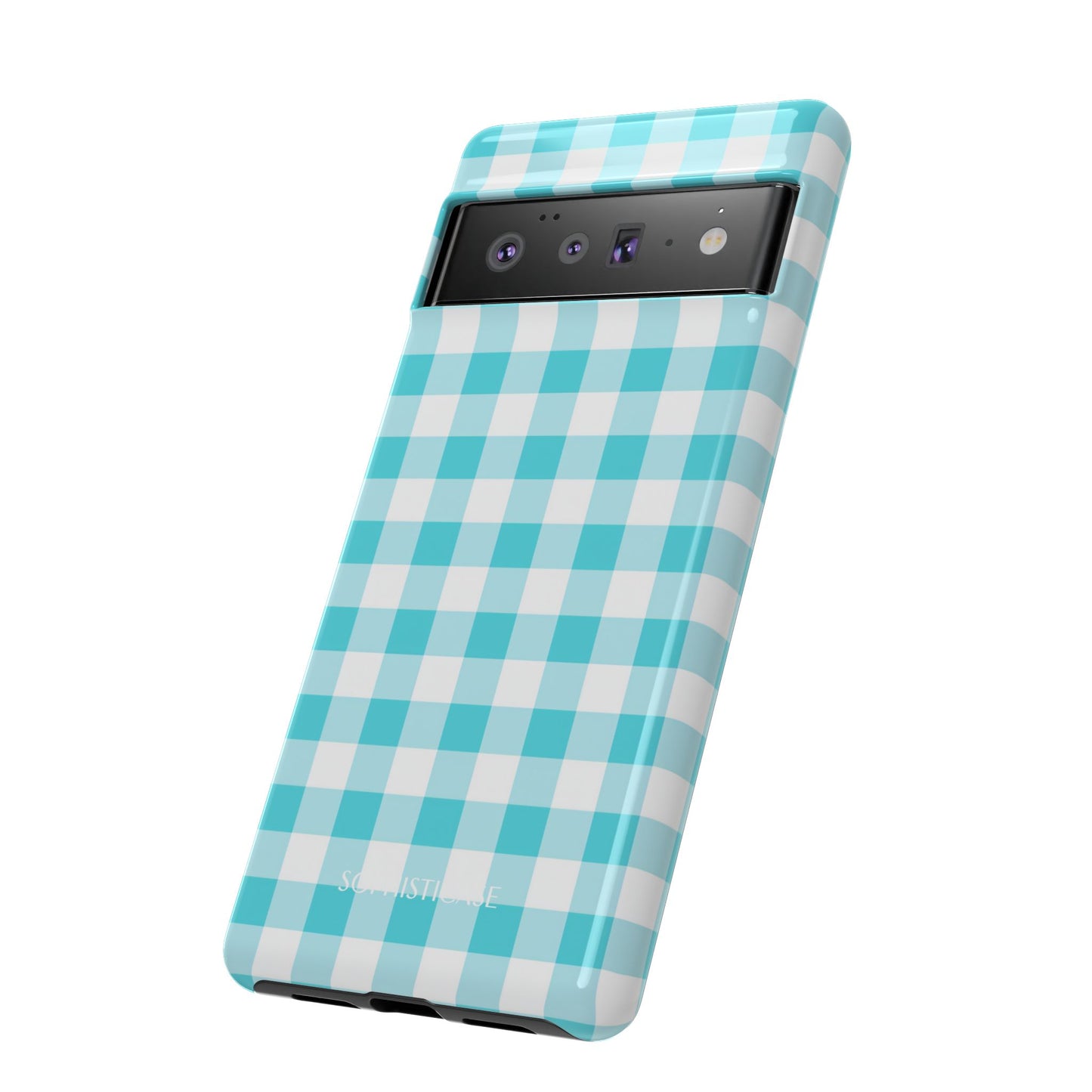 Gingham in Aqua - iPhone Case, Samsung Galaxy Case, Google Pixel Case