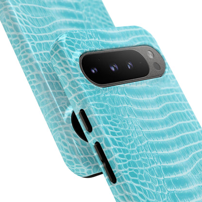 Luxe Leather in Aqua - Tough Phone Case