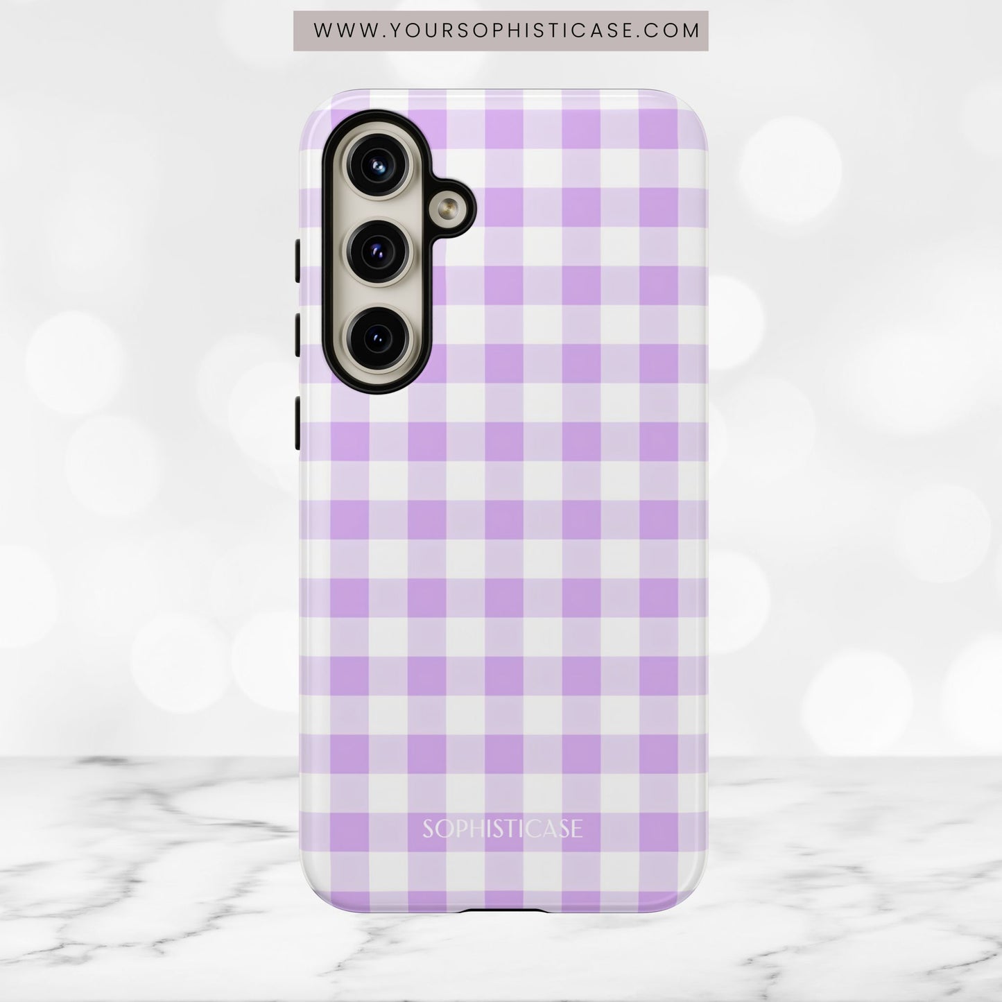 Gingham in Purple - Tough Phone Case