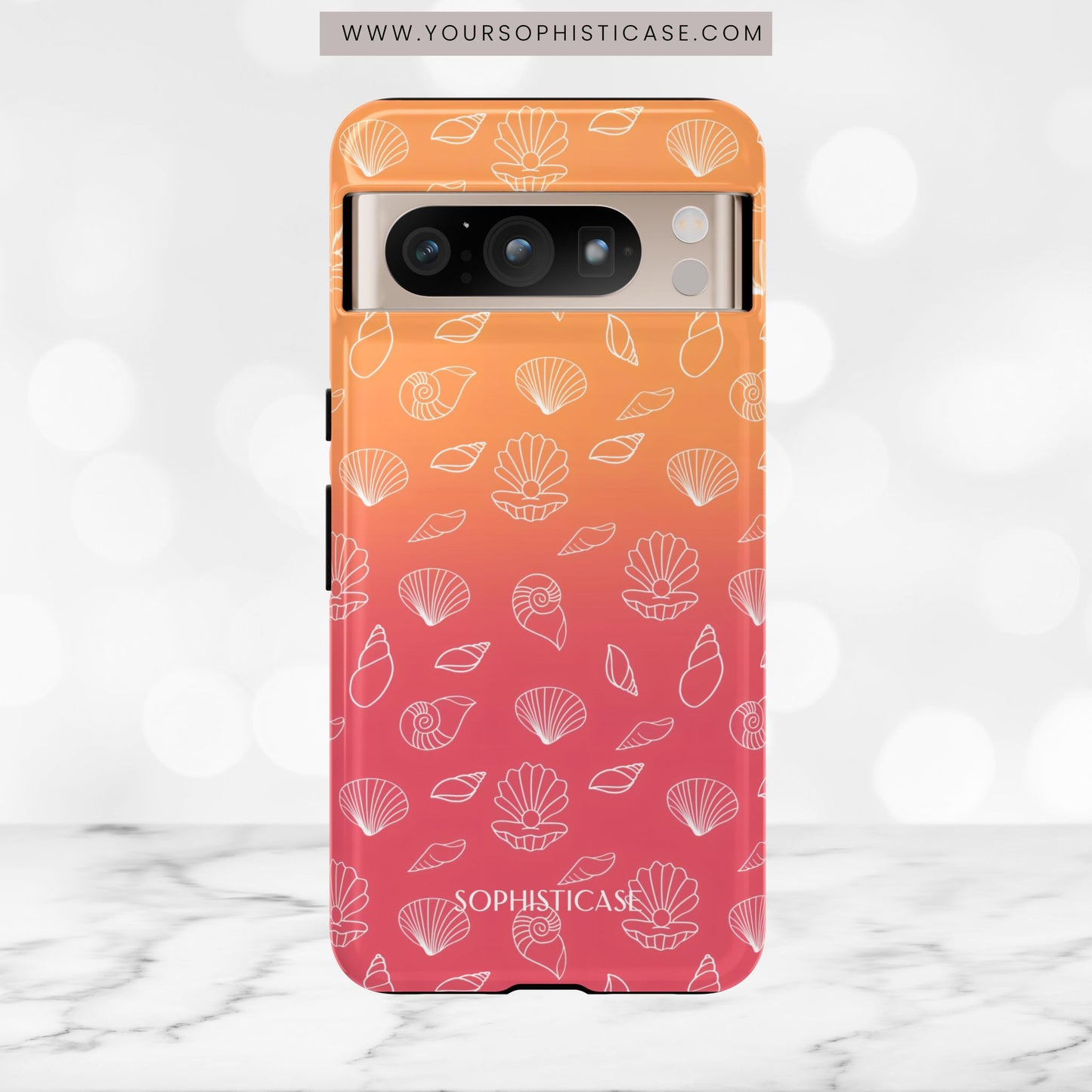 Seashell Society in Sunset Orange - iPhone Case, Samsung Galaxy Case, Google Pixel Case