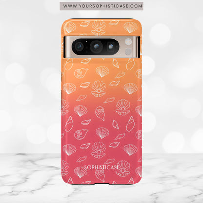 Seashell Society in Sunset Orange - iPhone Case, Samsung Galaxy Case, Google Pixel Case