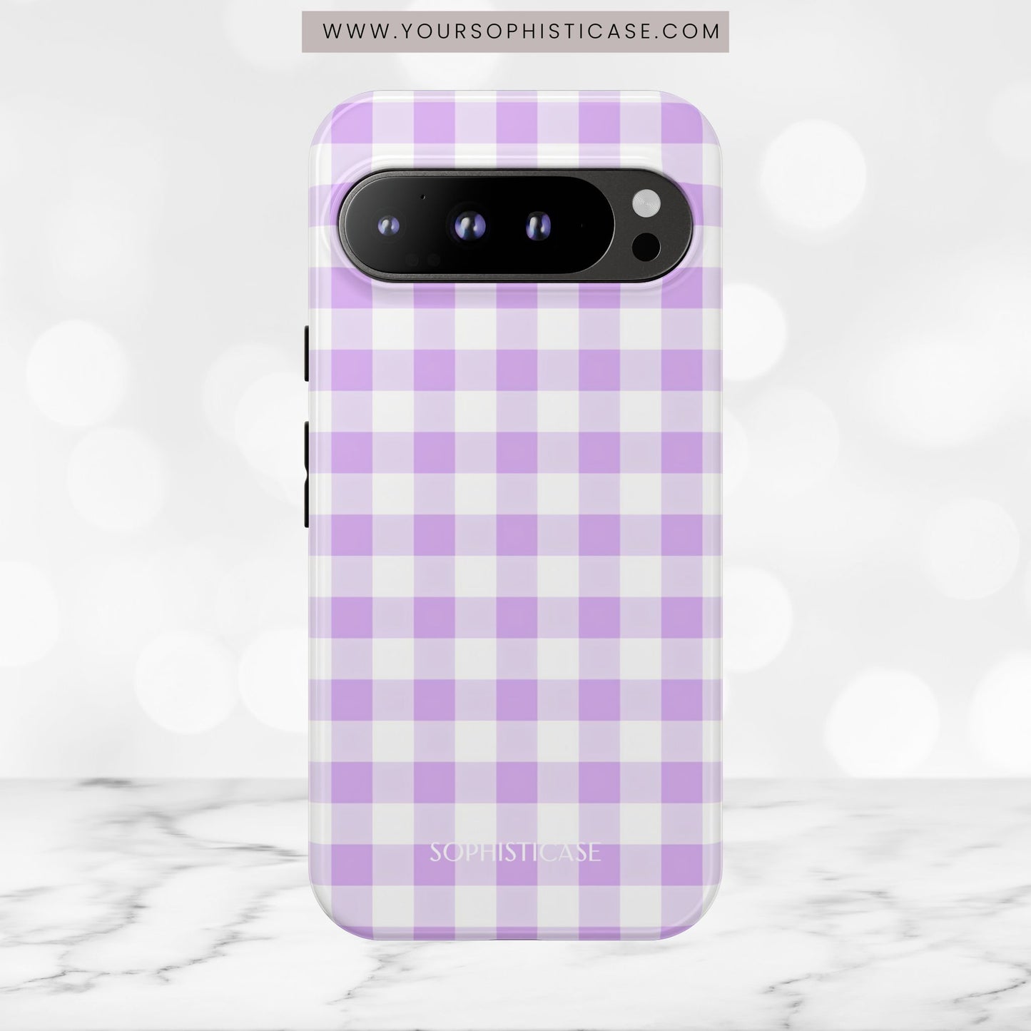 Gingham in Purple - Tough Phone Case
