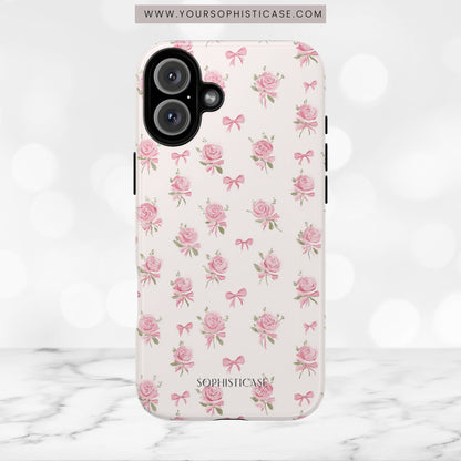 The Sweetest Thing in Coquette Roses and Bows - iPhone Case, Samsung Galaxy Case, Google Pixel Case