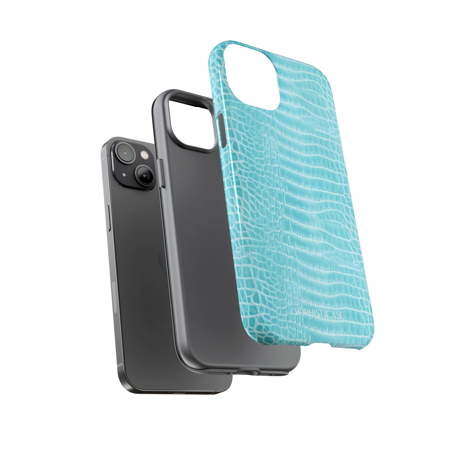 Luxe Leather in Aqua - iPhone Case