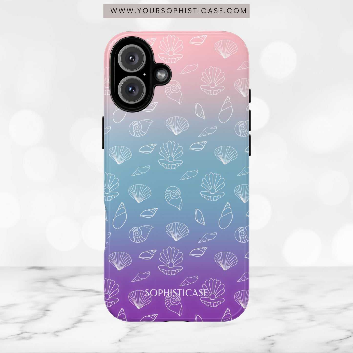 Seashell Society in Pink Blue & Purple Sunset - iPhone Case, Samsung Galaxy Case, Google Pixel Case