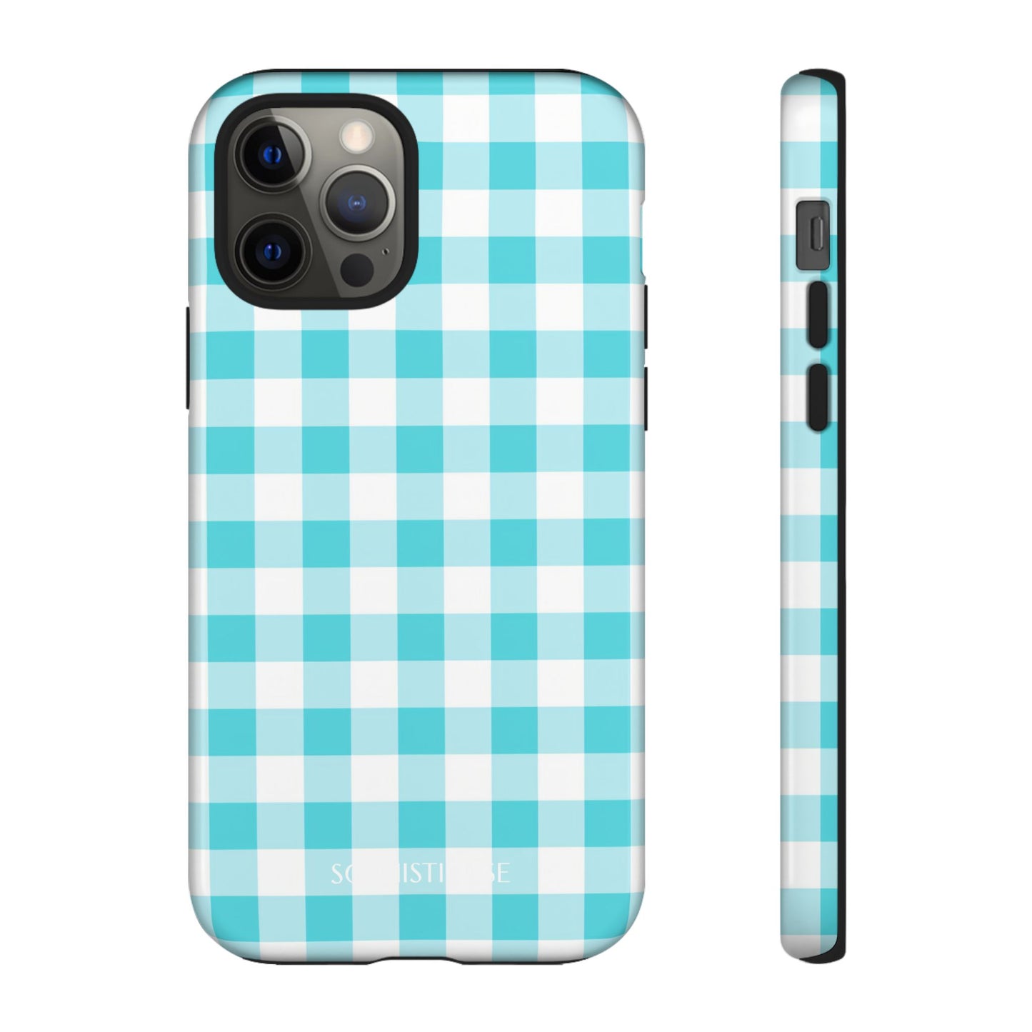 Gingham in Aqua - Tough Phone Case