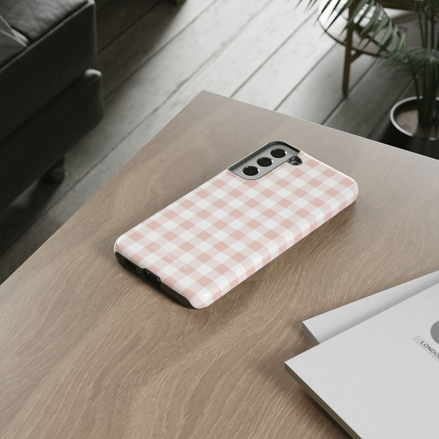 Gingham in Neutral Beige - Tough Phone Case