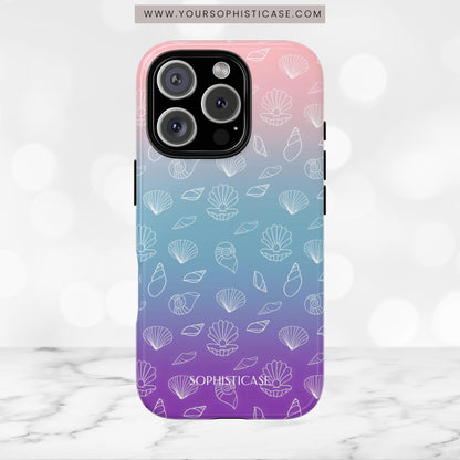 Seashell Society in Pink Blue & Purple Sunset - iPhone Case, Samsung Galaxy Case, Google Pixel Case