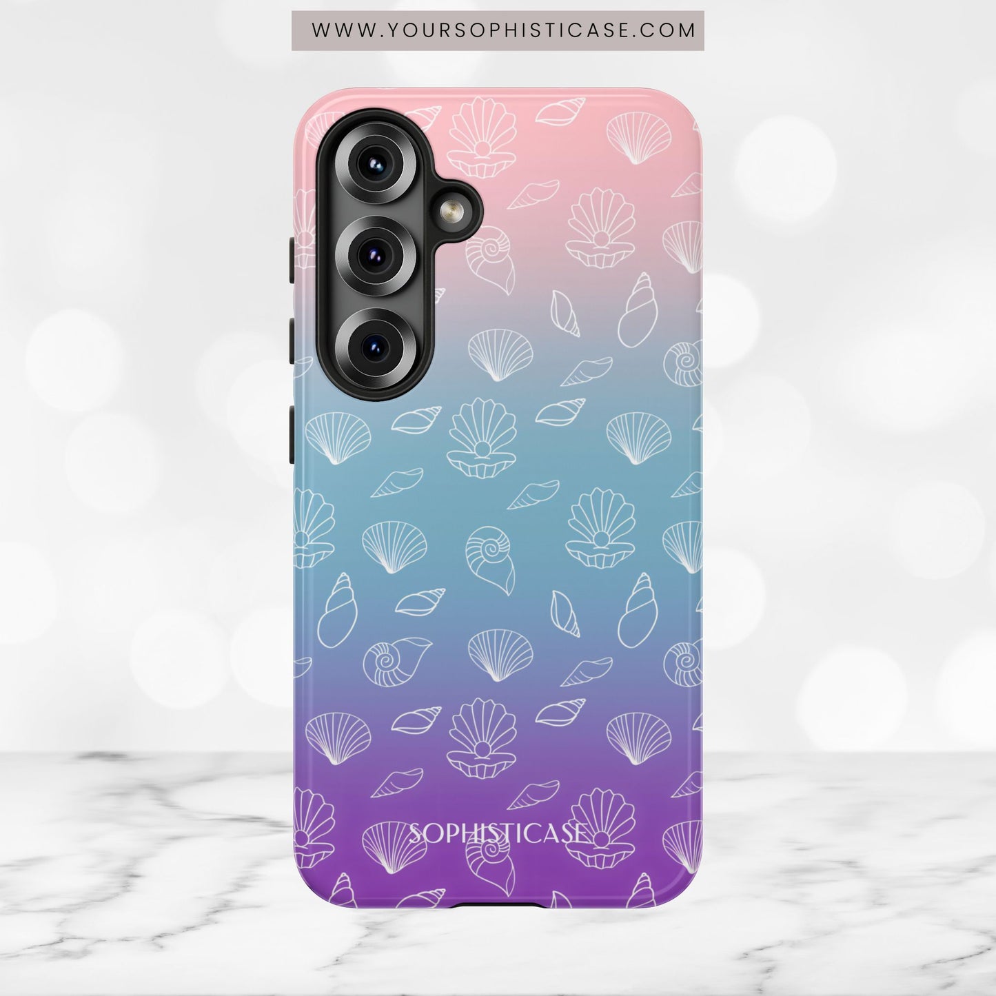 Seashell Society in Pink Blue & Purple Sunset - iPhone Case, Samsung Galaxy Case, Google Pixel Case