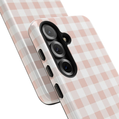 Gingham in Neutral Beige - Tough Phone Case