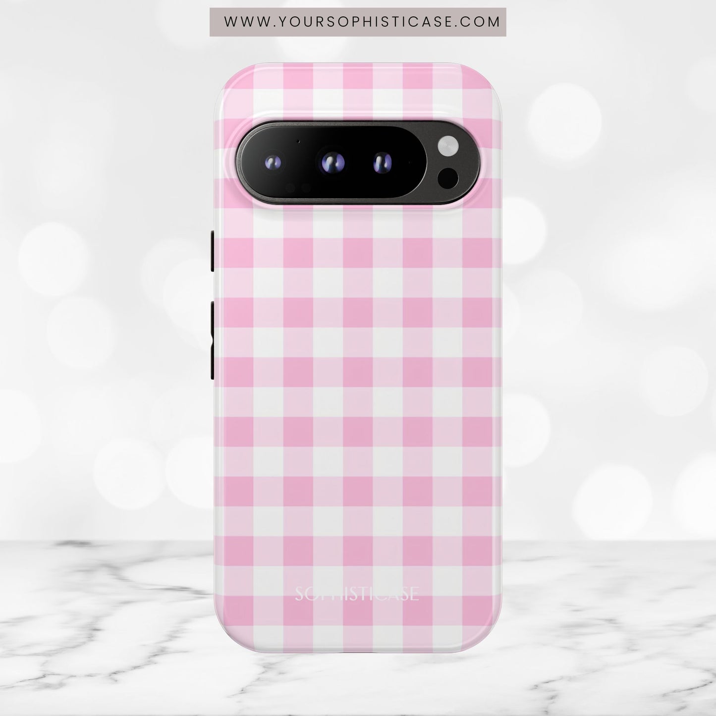 Gingham in Pink - iPhone Case, Samsung Galaxy Case, Google Pixel Case