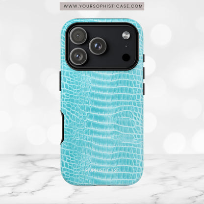 Luxe Leather in Aqua - iPhone Case