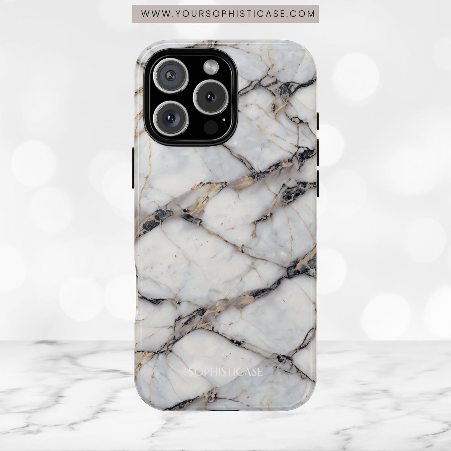 Marble Opulence in Cracked Beige - iPhone Case, Samsung Galaxy Case, Google Pixel Case