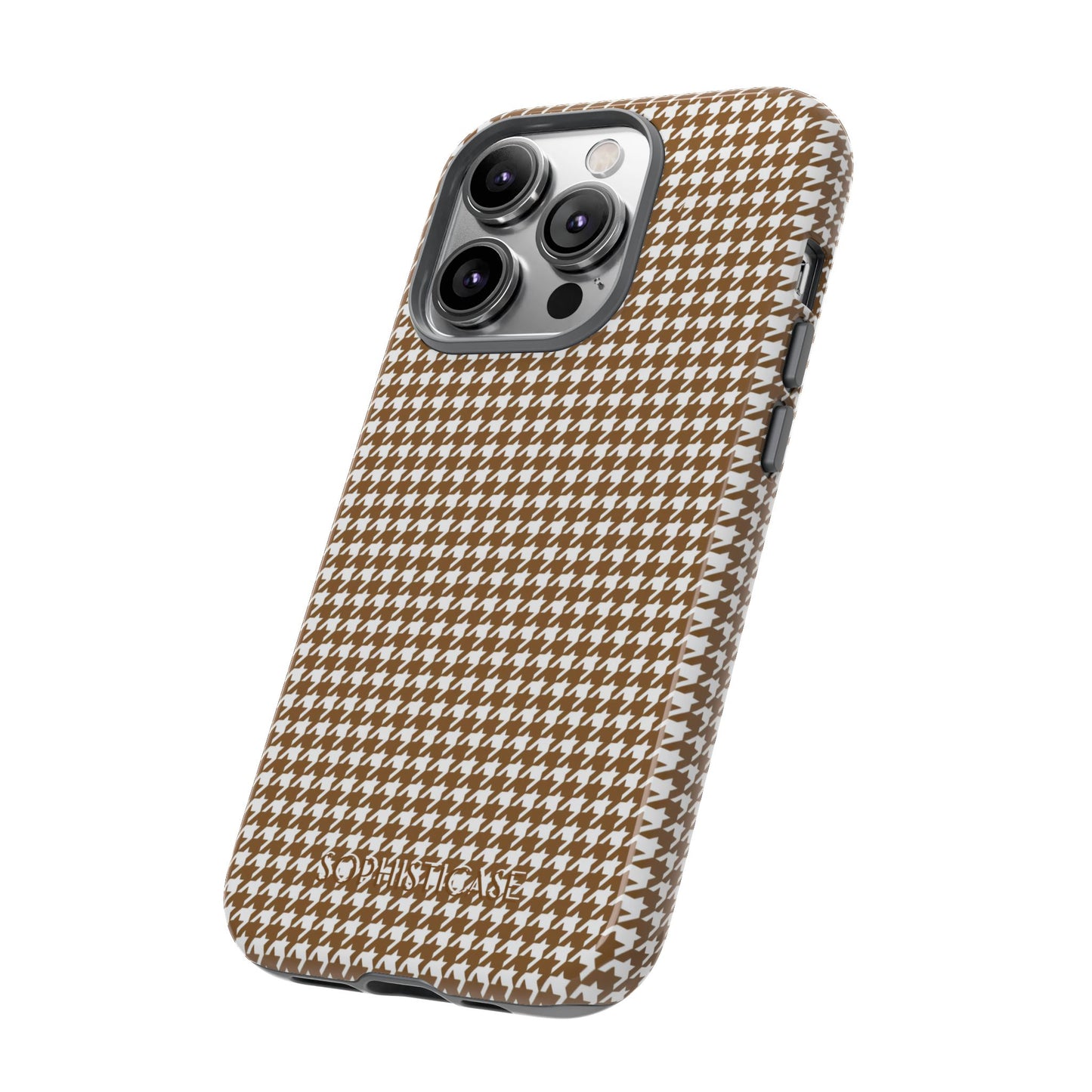 Houndstooth in Brown - Drop Proof Phone Case for iPhone