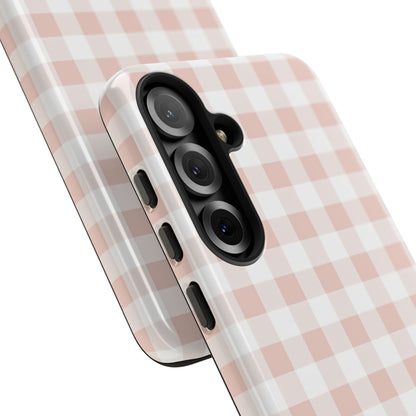 Gingham in Neutral Beige - Tough Phone Case