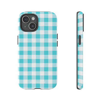 Gingham in Aqua - iPhone Case, Samsung Galaxy Case, Google Pixel Case