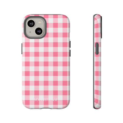 Gingham in Salmon - Tough Phone Case for iPhone