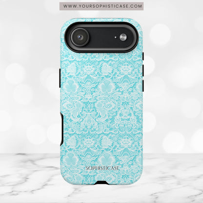 Luxe Lace in Aqua - iPhone Case