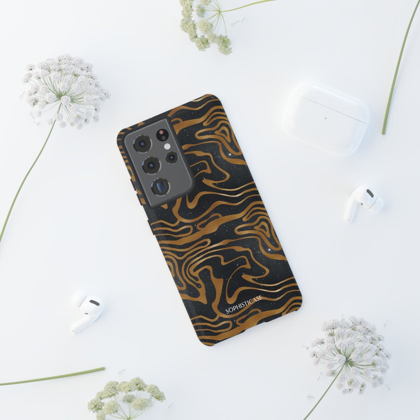 Cosmic Gold in Black - iPhone Case, Samsung Galaxy Case, Google Pixel Case