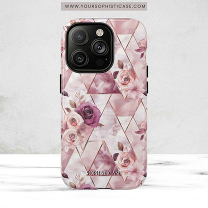 Royal Floral in Plum Chevron - iPhone Magsafe Case