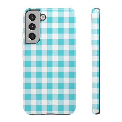 Gingham in Aqua - Tough Phone Case