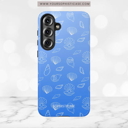 Seashell Society in Ocean Blue - iPhone Case, Samsung Galaxy Case, Google Pixel Case