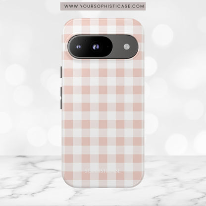 Gingham in Neutral Beige - Tough Phone Case
