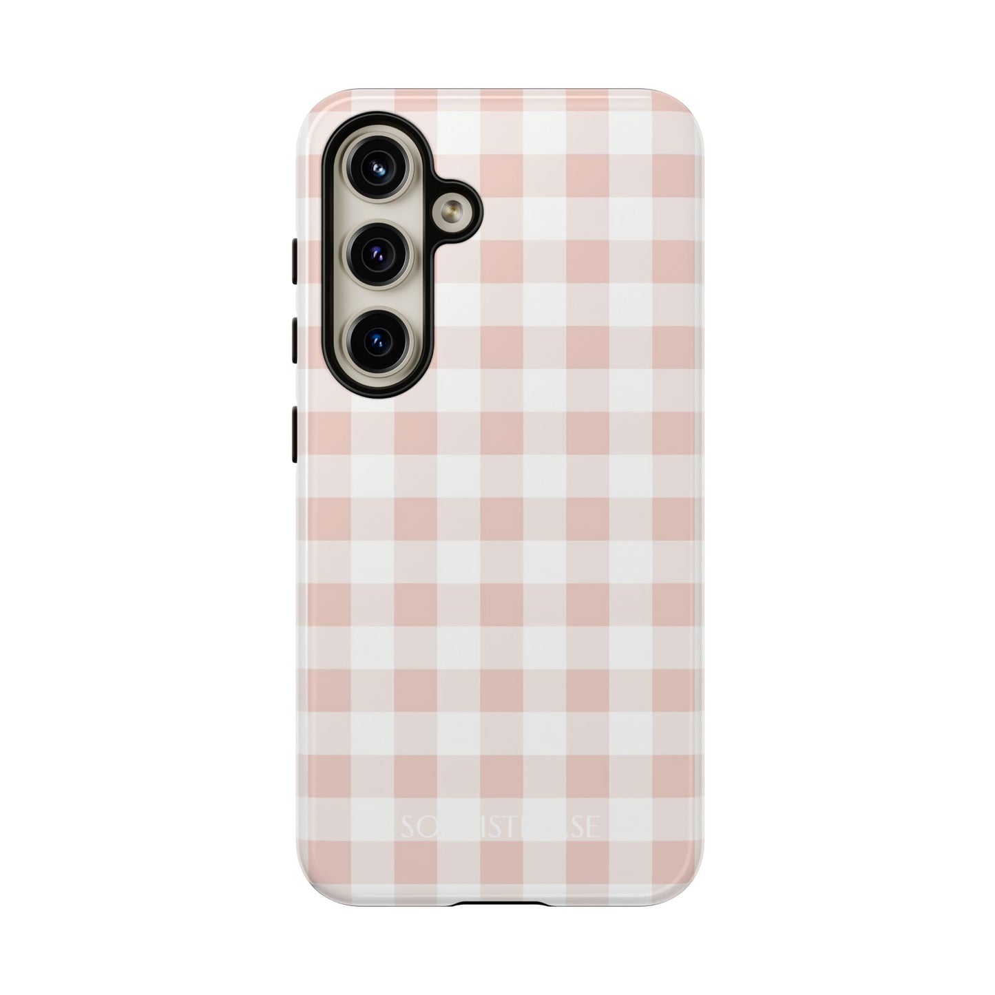 Gingham in Neutral Beige - Drop Proof Phone Case for Samsung Galaxy