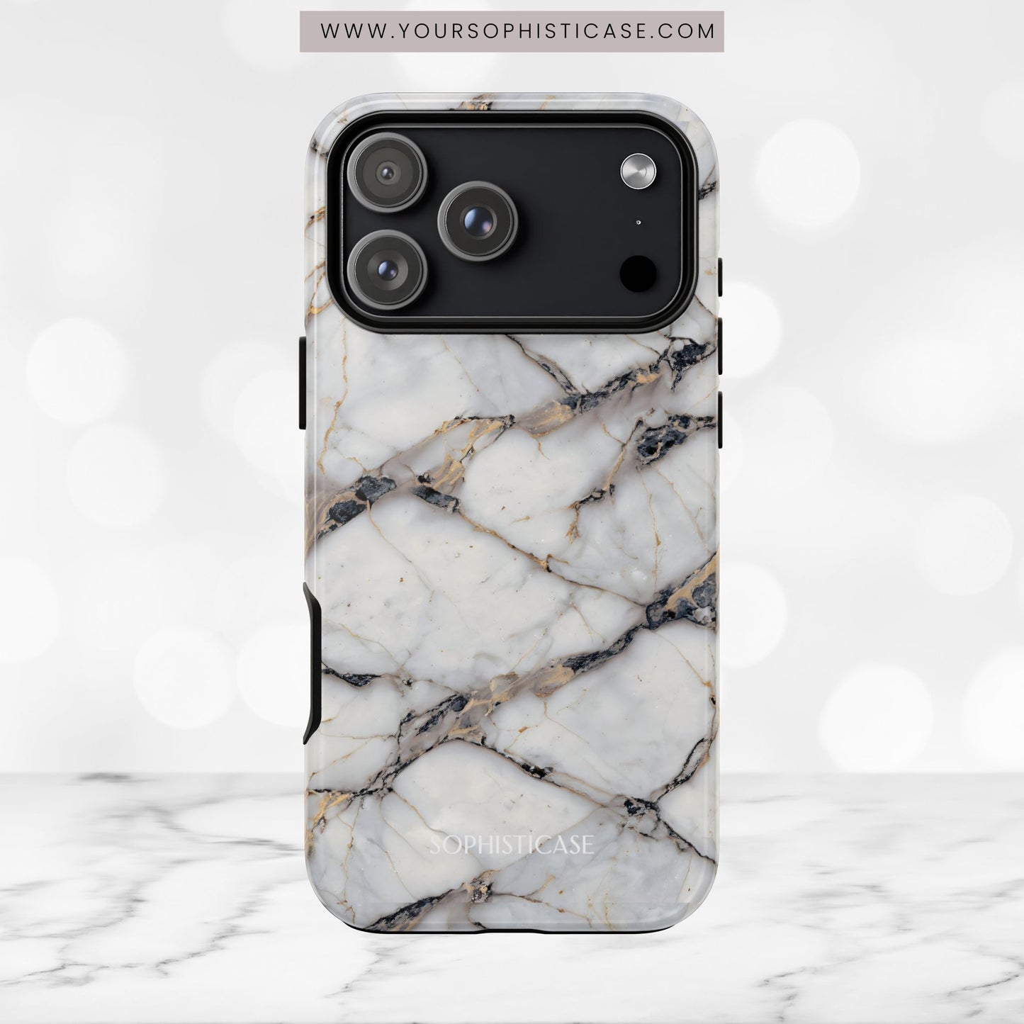 Marble Opulence in Cracked Beige - iPhone Case, Samsung Galaxy Case, Google Pixel Case