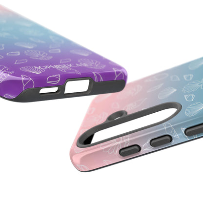 Seashell Society in Pink Blue & Purple Sunset - iPhone Case, Samsung Galaxy Case, Google Pixel Case