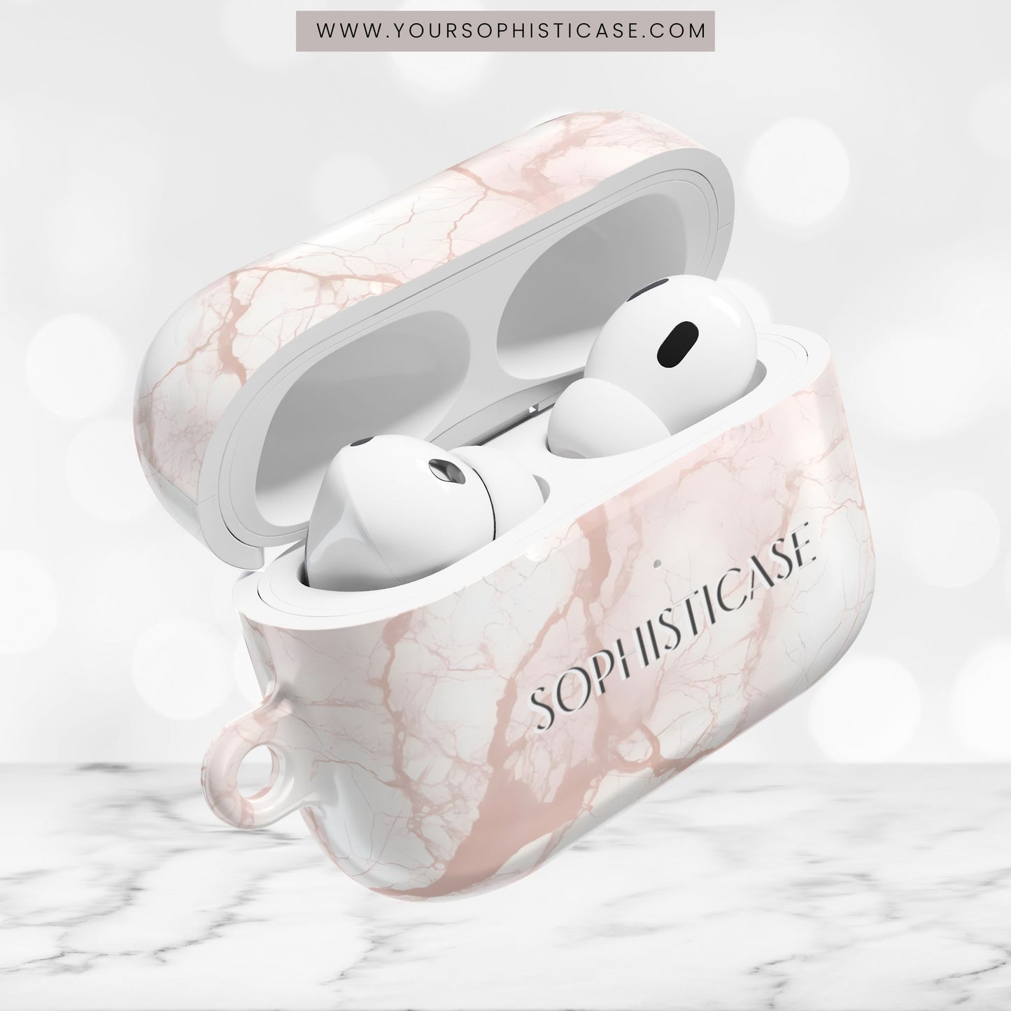 AirPod Cases - Marble Opulence in Neutral Beige