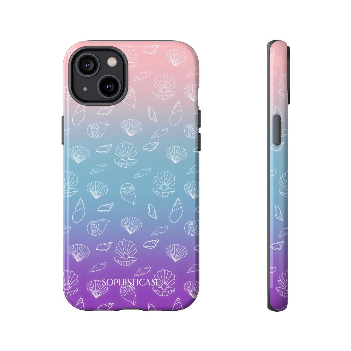 Seashell Society in Pink Blue & Purple Sunset - iPhone Case, Samsung Galaxy Case, Google Pixel Case