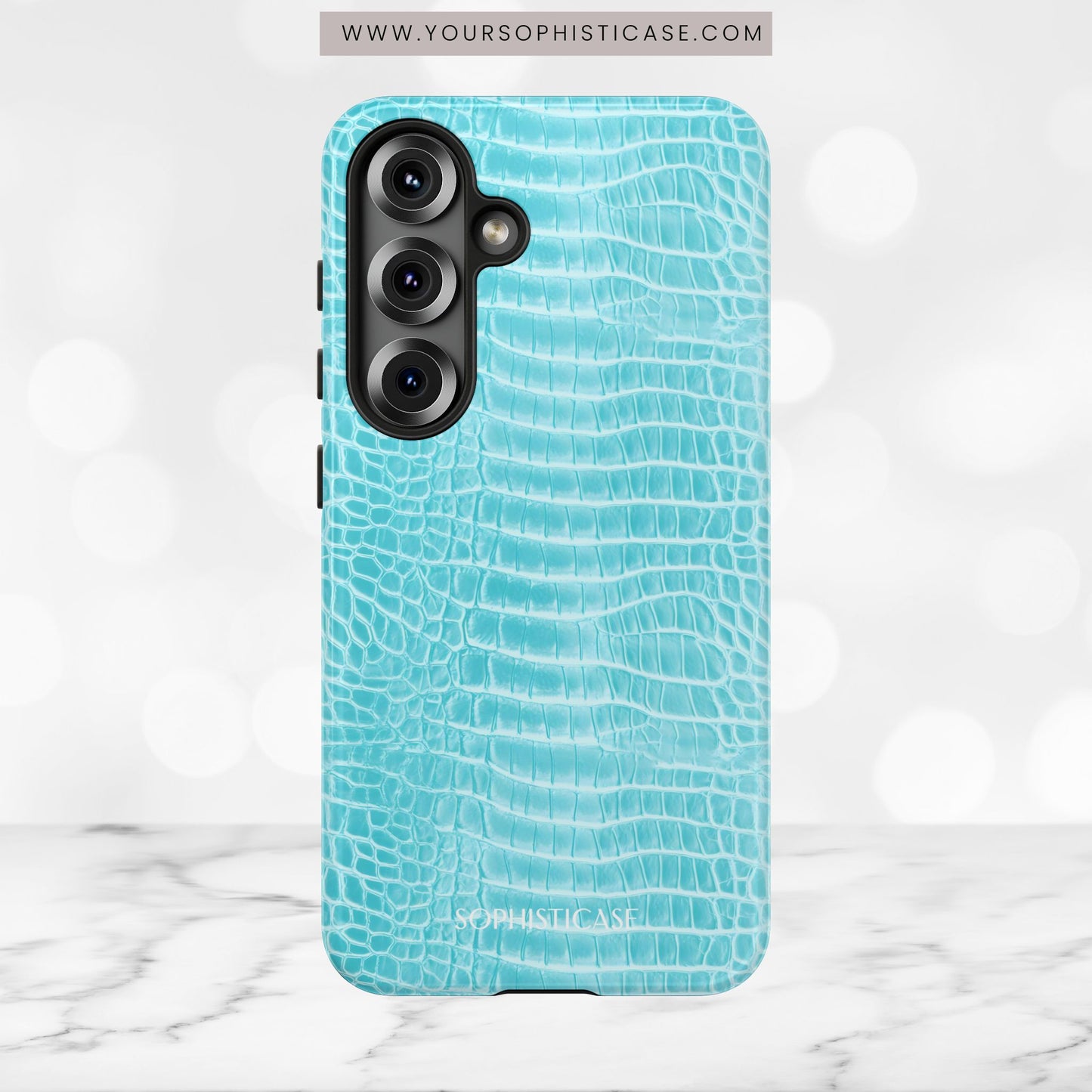 Luxe Leather in Aqua - Tough Phone Case