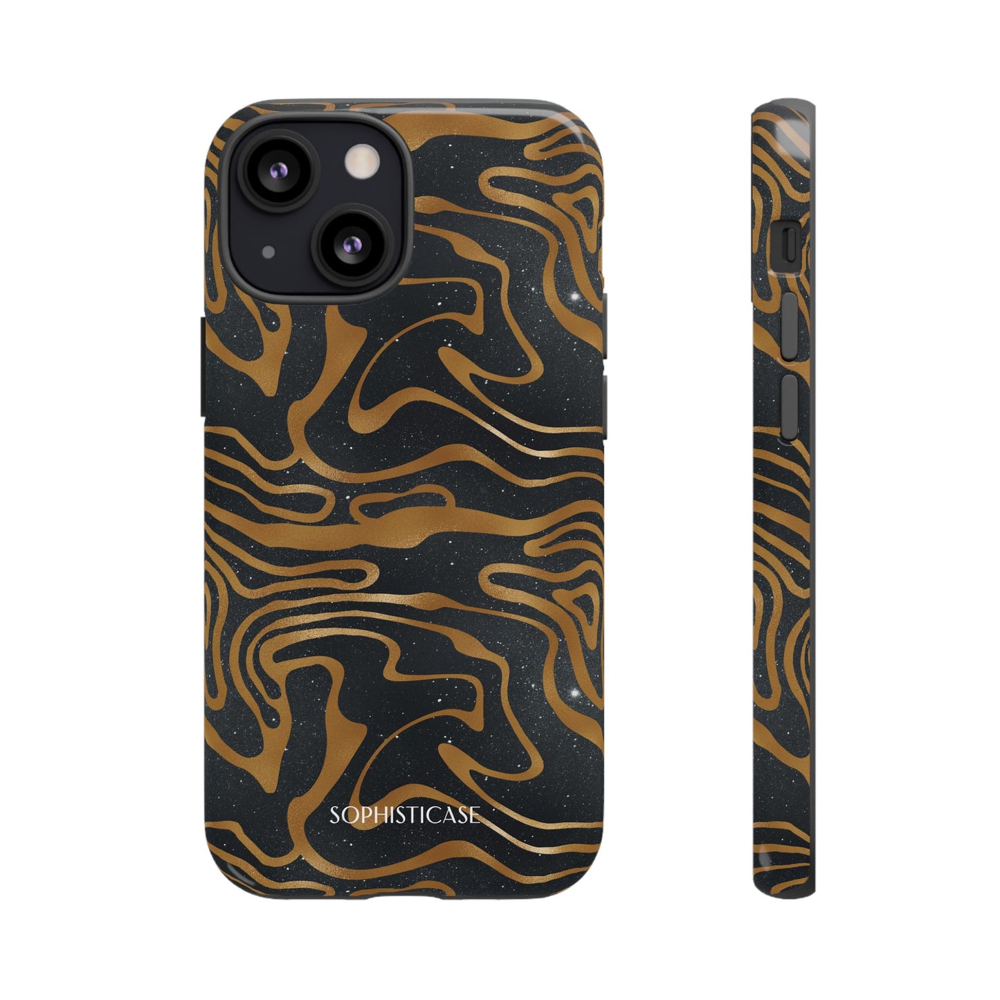 Cosmic Gold in Black - iPhone Case, Samsung Galaxy Case, Google Pixel Case