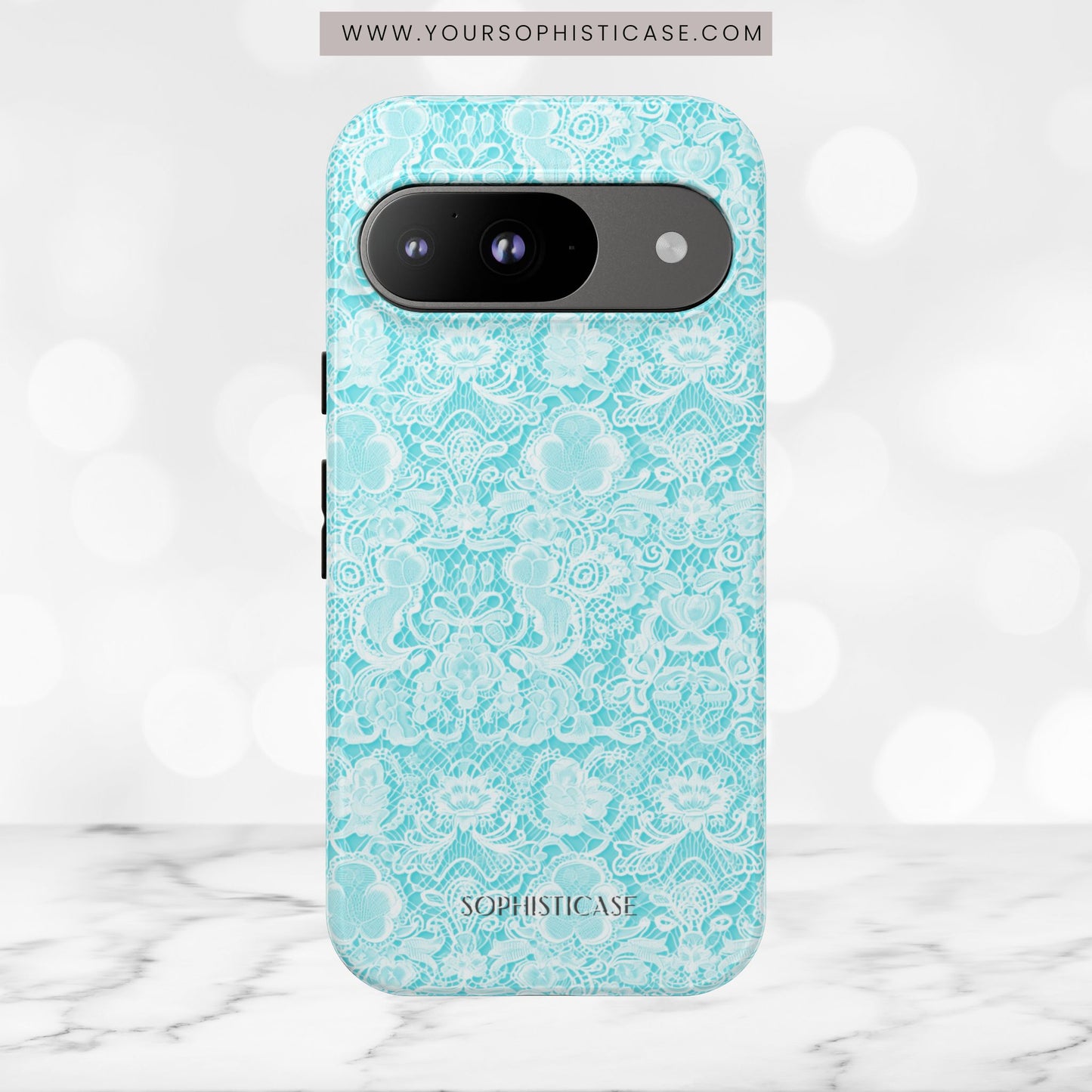 Luxe Lace in Aqua - iPhone Case, Samsung Galaxy Case, Google Pixel Case